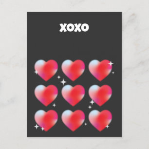 Xoxo romantic red hearts valentine's day postcard