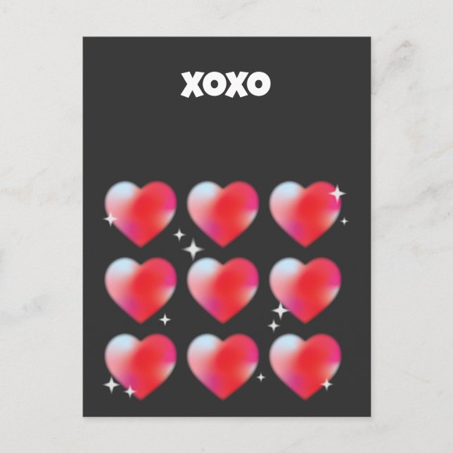 Xoxo romantic red hearts valentine's day  postcard (Front)