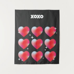 Xoxo romantic red hearts valentine's day tapestry