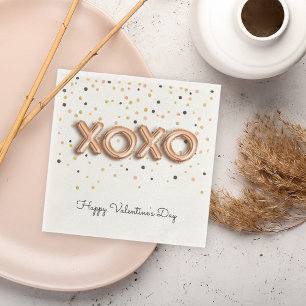 XOXO Rose Gold Balloons   Valentine's Day Napkin