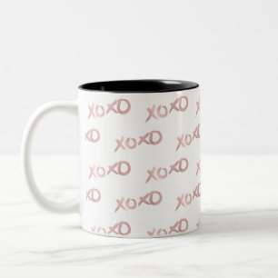 XOXO Rose Gold Modern Faux Foil Shine Glam Chic Two-Tone Coffee Mug