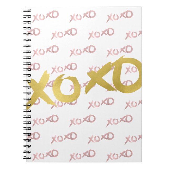 XOXO Rose Gold Modern Faux Foil Shine Glam Custom Notebook (Front)