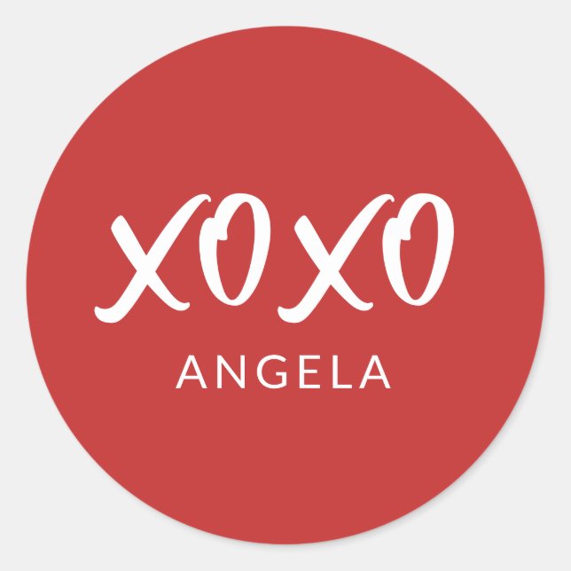 XOXO Script Personalised Classic Round Sticker (Front)