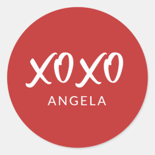XOXO Script Personalised Classic Round Sticker