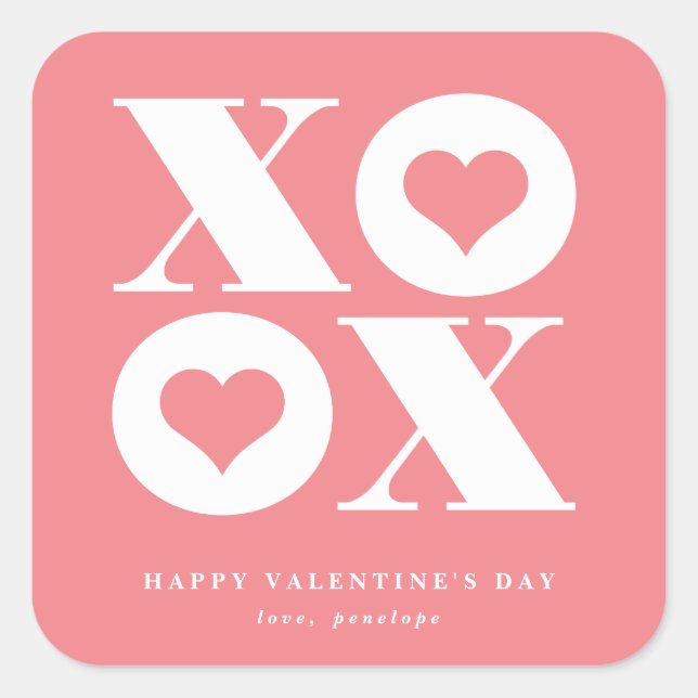 xoxo square valentine's day sticker (Front)