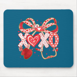 Xoxo stethoscope valentine rn pct cna nurse red bo mouse pad