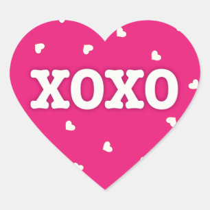 XOXO Sticker / Envelope Seal with Hearts Pink