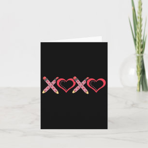 Xoxo Teacher Valentine's Day Pencil And Apple 2 Card