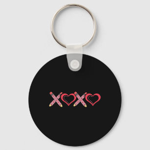 Xoxo Teacher Valentine's Day Pencil And Apple 2 Key Ring