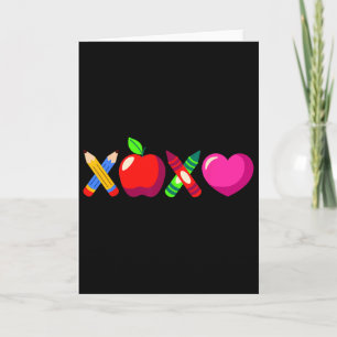 Xoxo Teacher Valentine's Day Pencil And Apple 3 Card