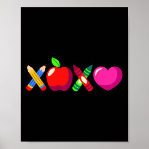 Xoxo Teacher Valentine's Day Pencil And Apple 3 Poster