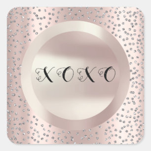 XOXO Thank You Grey Rose Pearly Confetti Grey Lux Square Sticker