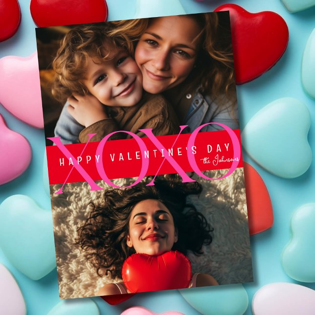 Xoxo three photos Valentine's day  Holiday Card (Creator Uploaded)