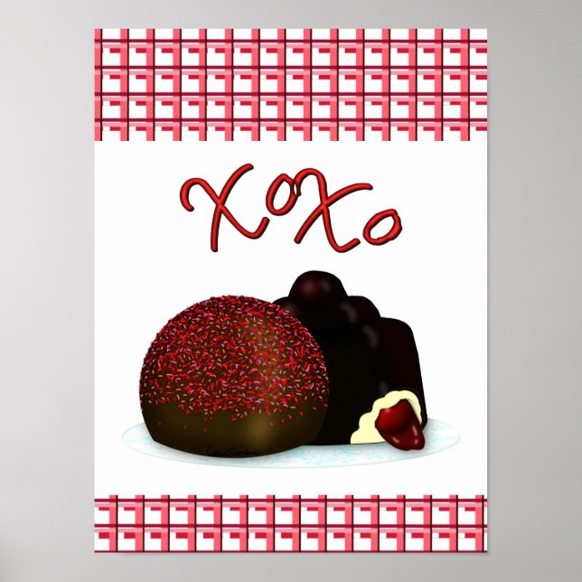 XOXO Valentine Bonbon and Dark Chocolate Poster (Front)