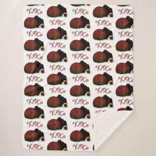 XOXO Valentine Bonbon and Dark Chocolate Sherpa Blanket