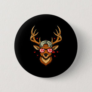 Xoxo valentine buck camo deer retro hunting boys 6 cm round badge