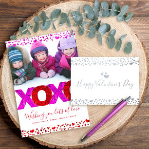 XOXO Valentine’s Day Photo Hearts Bold Modern Real Foil Card