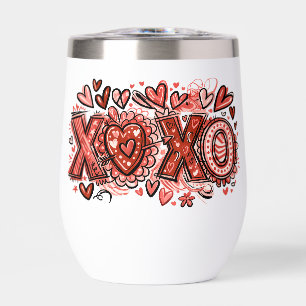 XOXO Valentine Wine Tumbler Cute Heart Design