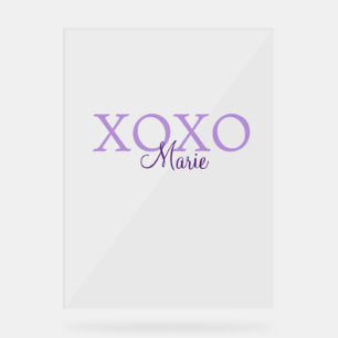 Xoxo valentine's day add name purple pastel minima acrylic sign