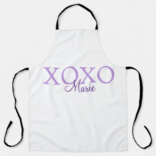 Xoxo valentine's day add name purple pastel minima apron