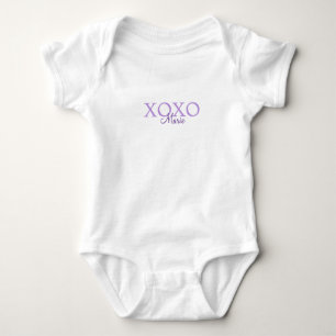 Xoxo valentine's day add name purple pastel minima baby bodysuit