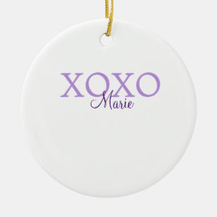 Xoxo valentine's day add name purple pastel minima ceramic tree decoration