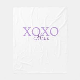 Xoxo valentine's day add name purple pastel minima fleece blanket