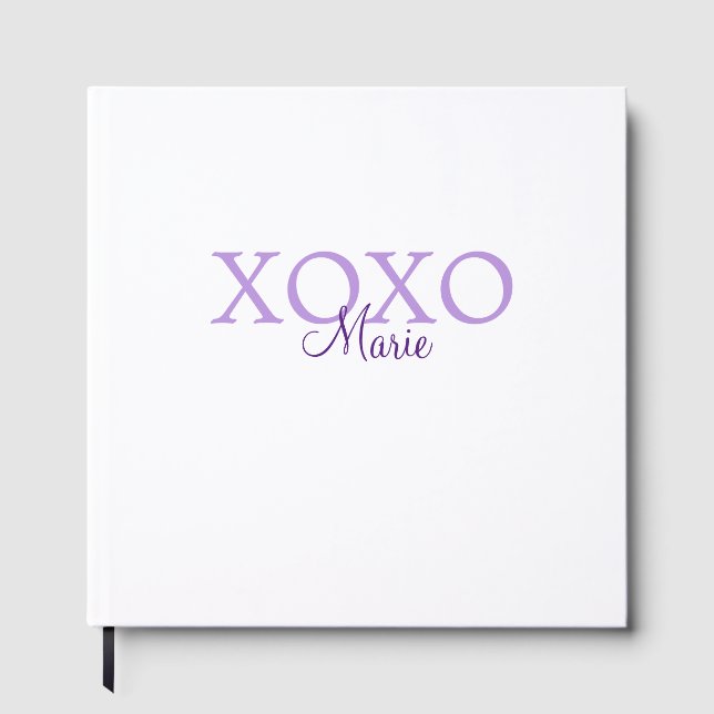 Xoxo valentine's day add name purple pastel minima guest book (Front)