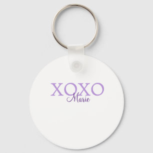 Xoxo valentine's day add name purple pastel minima key ring