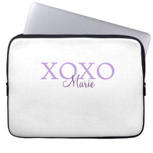 Xoxo valentine's day add name purple pastel minima laptop sleeve