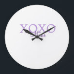 Xoxo valentine's day add name purple pastel minima large clock<br><div class="desc">beautiful design</div>