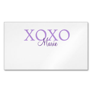 Xoxo valentine's day add name purple pastel minima magnetic business card