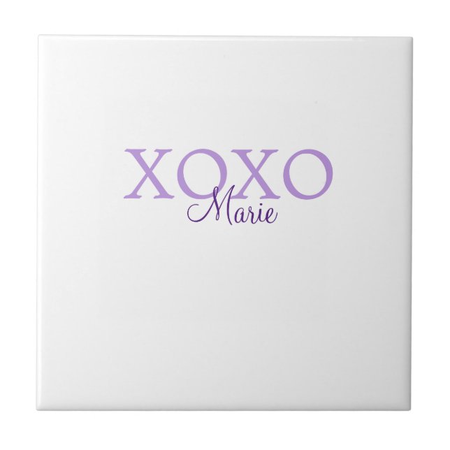 Xoxo valentine's day add name purple pastel minima tile (Front)