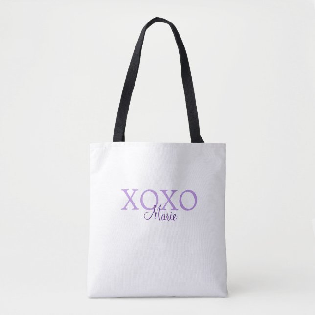 Xoxo valentine's day add name purple pastel minima tote bag (Front)