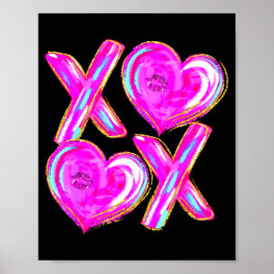 Xoxo Valentines Day Love Funny Coquette Bow Checke Poster