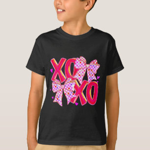 Xoxo Valentines Day Love Funny Coquette Bow Checke T-Shirt