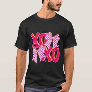Xoxo Valentines Day Love Funny Coquette Bow Checke T-Shirt