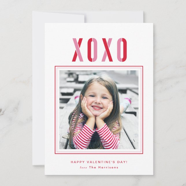XOXO Valentine's Day Photo Card Personalised (Front)