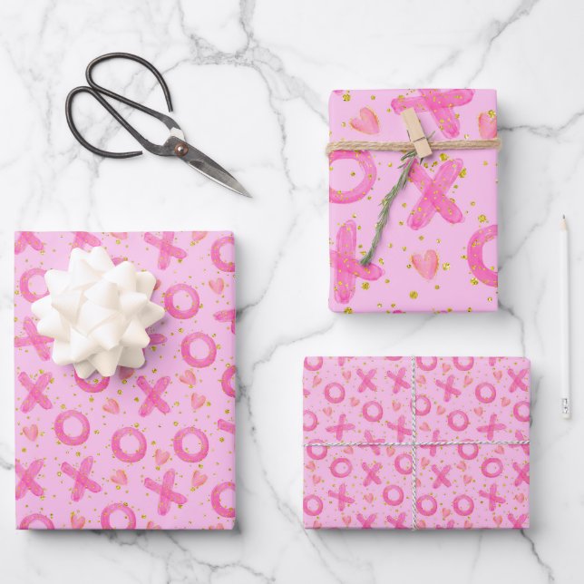 XOXO Valentine's Day Wrapping Paper Sheet (Front)