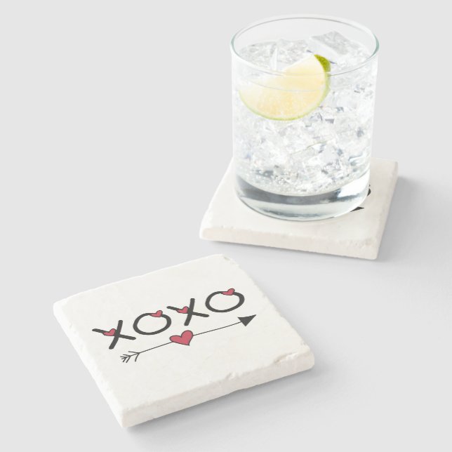 XOXO Valentines Stone Coaster (Side)