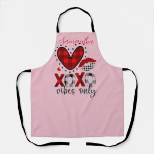 XOXO vibes only, chequered heart Valentine's day  Apron
