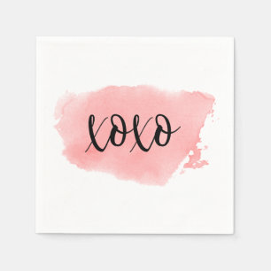 XOXO Watercolor Cocktail Napkin
