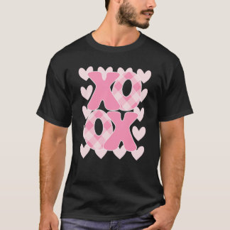 XoXo XoXo Valentine's Day Love Vibes Retro Checked T-Shirt
