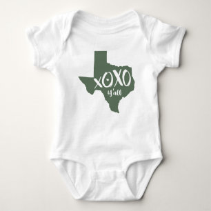 XOXO, Y'all - Cactus Green Texas State Shape Baby Bodysuit