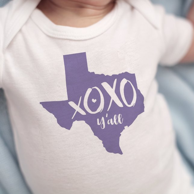 XOXO, Y'all - Periwinkle Purple Texas State Shape Baby Bodysuit (Creator Uploaded)