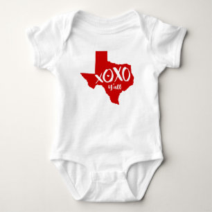 XOXO, Y'all - Red Texas State Shape Baby Bodysuit