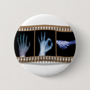 XRAY SIGN LANGUAGE FILM - HAND OK HANDSHAKE 6 CM ROUND BADGE