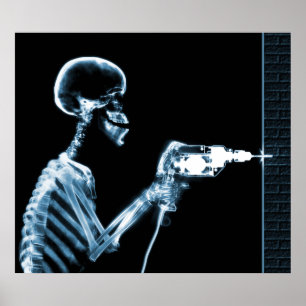 XRAY SKELETON DRILL BLACK BLUE POSTER