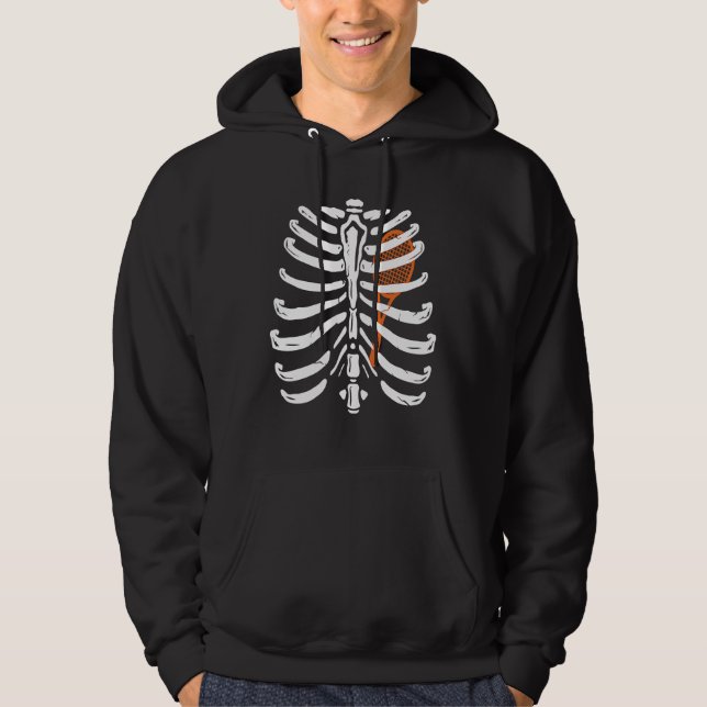 Xray Skeleton Rib Cage Tennis   Halloween Costume Hoodie (Front)
