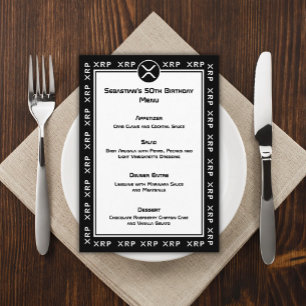 XRP Crypto Currency Black and White Flat Menu